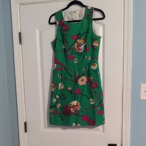 J. Crew Green Sheath Dress Sleeveless Scoop Neck